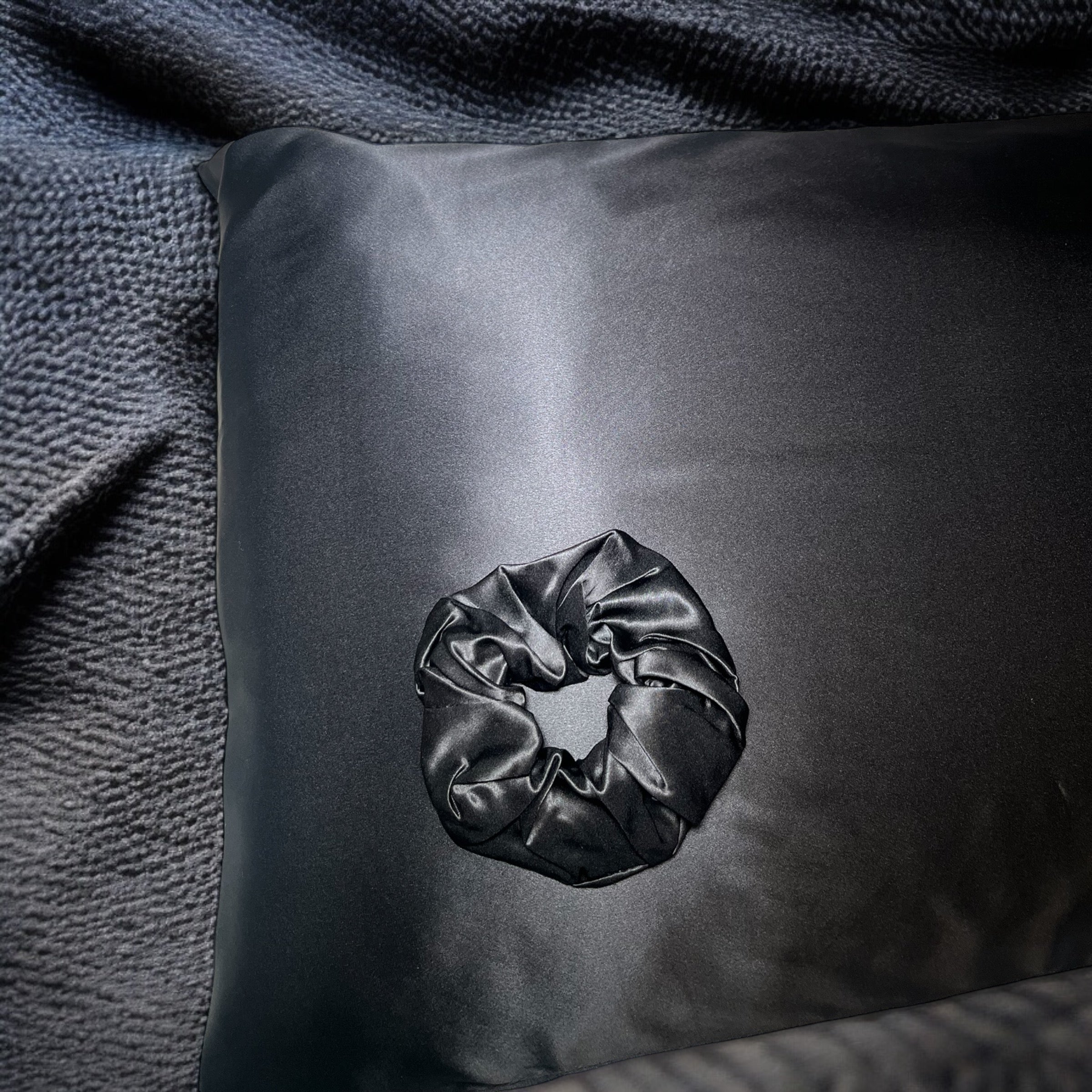 Black Pillowcase and Scrunchie Gift Set